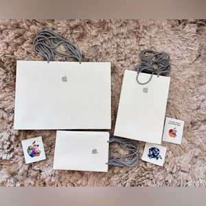 15 APPLE Silver LOGO STORE PAPER SHOPPING Retail BAGs New! Large Medium Small